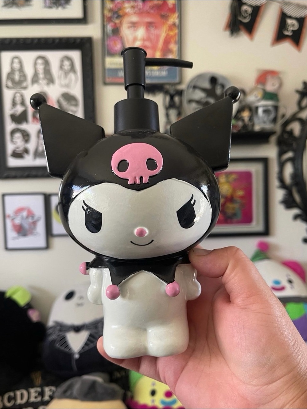 Sanrio Kuromi Ceramic Soap Dispenser - Black, White & Pink
